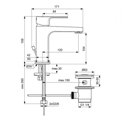 BATERIE LAVOAR CERAFINE D H105 CU VENTIL METALIC
